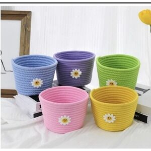 Lazywon 5 Pack Small Storage Baskets for Organizing Multicolor Small